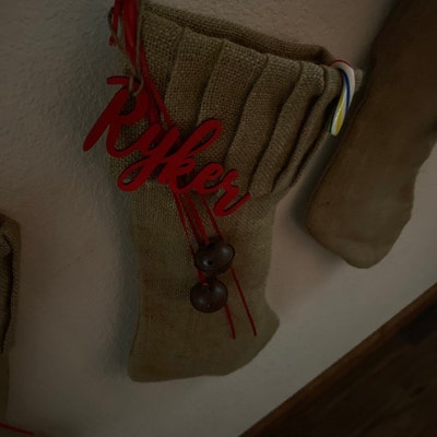 Personalized Stocking Name Tag, Christmas Wooden Custom Name Stocking