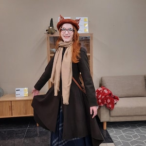 A-line Princess Coat, Hooded Wool Flared Coat, Plus Size