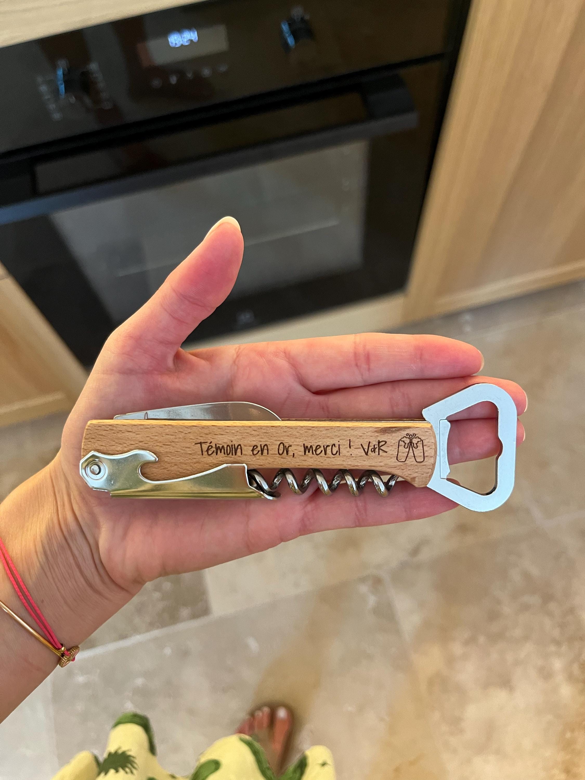 Personalized lemonade maker / Bottle opener knife Corkscrew / Father&#39;s Day gift godfather godmother / Witnesses Birthday Christmas Wedding