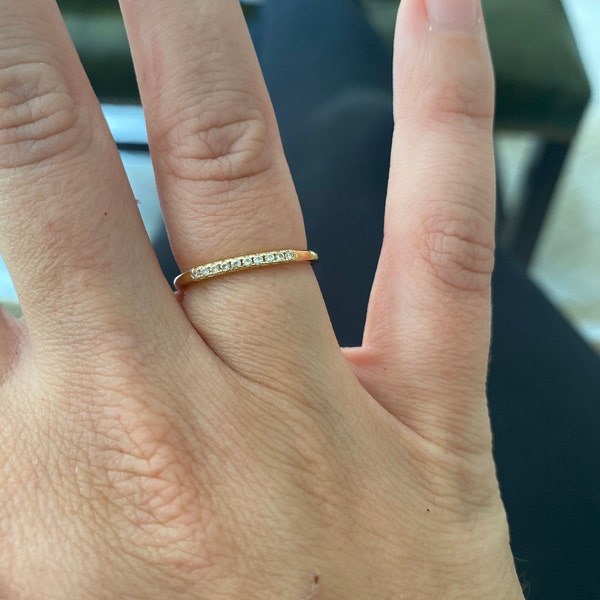 Simple CZ Band, Dainty Stacking Ring, Gold Minimalist Ring, CZ Ring ...