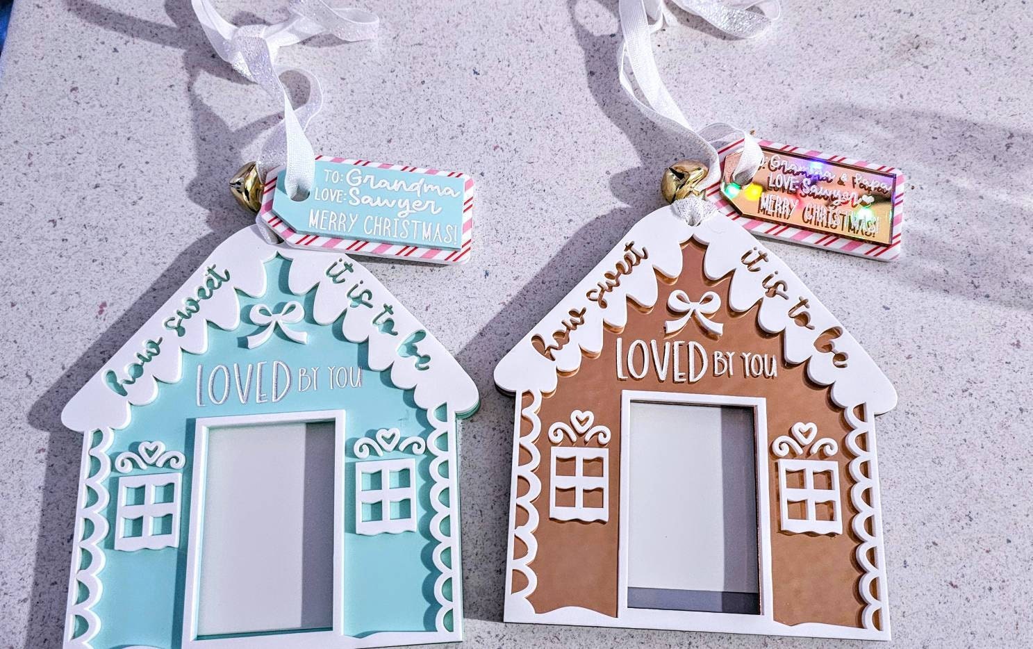gingerbread house photo ornament, personalized ornament, Christmas ornament, photo ornament, photo frame ornament, baby's first Christmas