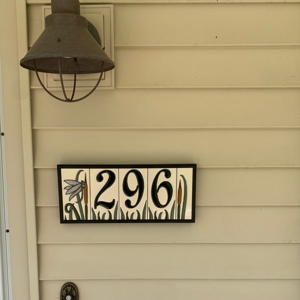 Dragonfly House Numbers Set - Address Ceramic Tiles Framed Set - Etsy