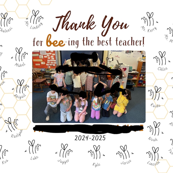 Fingerprint Teacher Gift Editable Keepsake Print, Kids Name Teacher ...