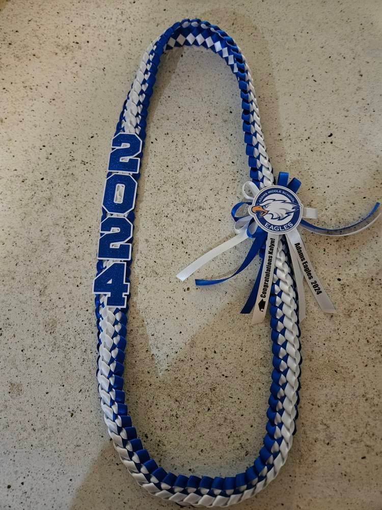 Abschluss-Lei - individuell an jedes College- oder Highschool-Logo und jede Highschool-Farbe angepasst - Personalisierter Lei, Klasse von 2025, Senior Night Lei