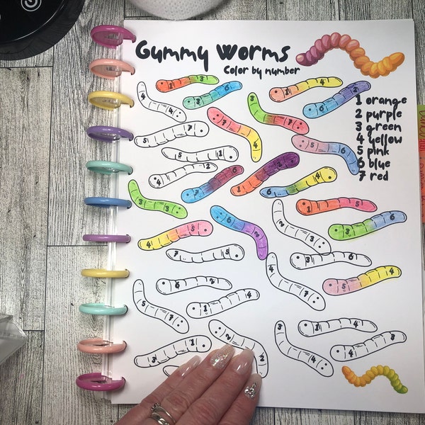 Number Worm Color Gummy Worm | Saving Challenge | Color by Number | Digital Saving ...