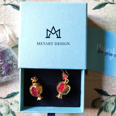 Pomegranate Design Earrings, Pomegranate Jewelry, Handmade Design ...