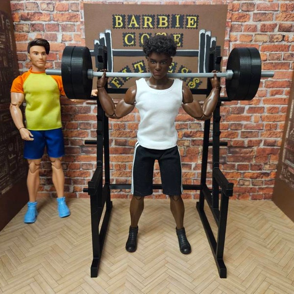 1/6 Scale Squat Rack, Miniature Gym Equipment, Dollhouse Gym, Miniature ...