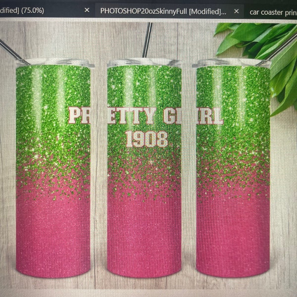 20 Oz Skinny Tumbler Sublimation Design Template Glitter Ombre Lime ...