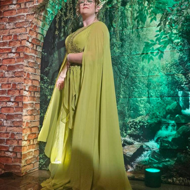 folklore dress taylor swift green Dark Green Best Fabric Western Palazzo with Georgette Dupatta – Seyuri main image 1