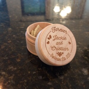 Ring Box Wood Round Ring Box Wedding Ring Boxes for Ceremony Rustic ...