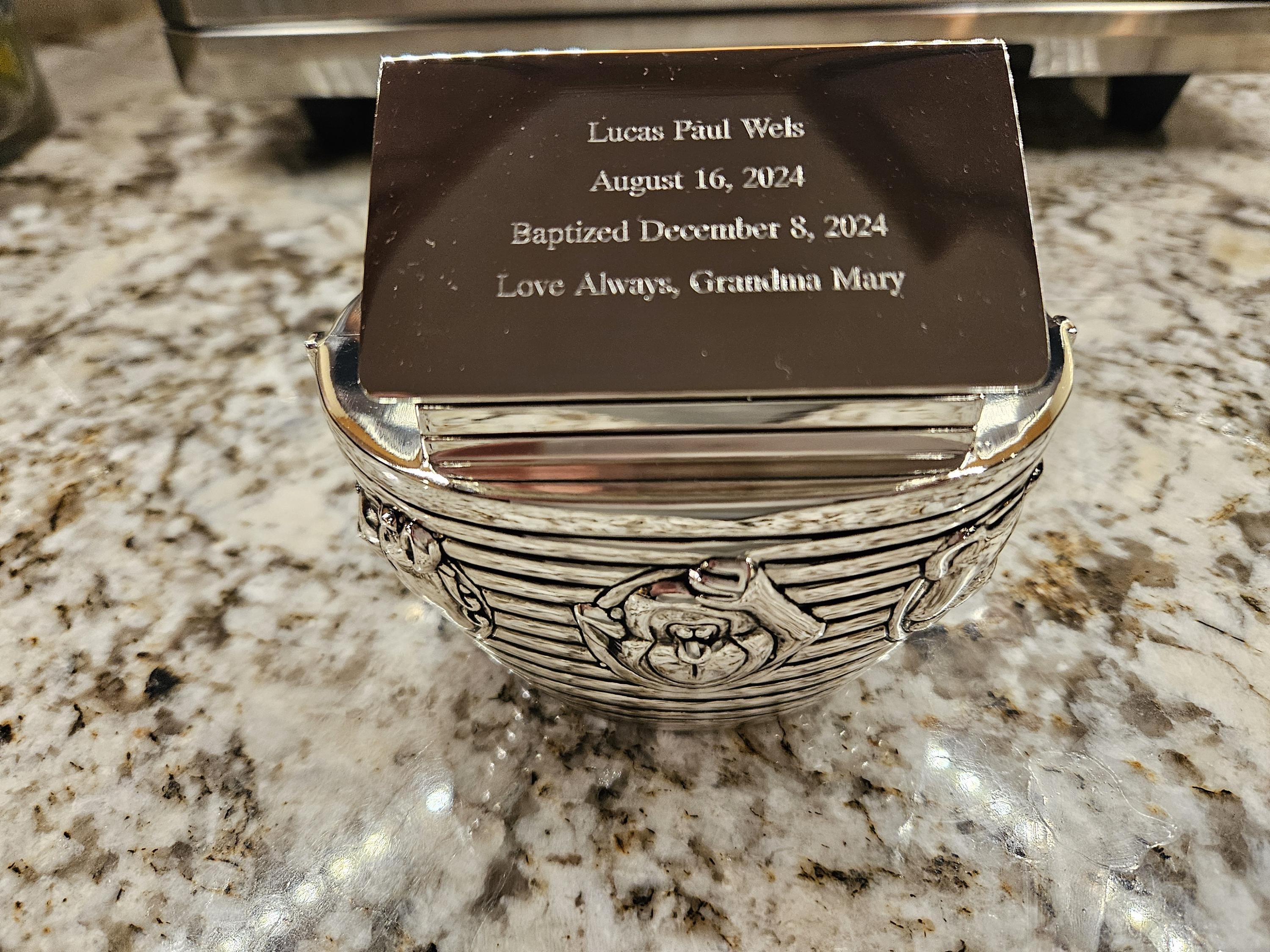 Noah&#39;s Ark Money Box Christening Baptism Gift Ideas New Born Baby 1st Birthday Personalised Engraved Gifts