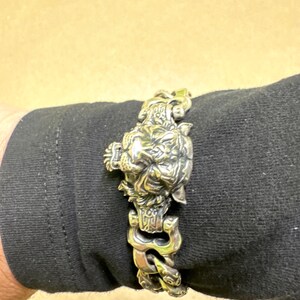 Big Tiger Head Bracelet Sterling Silver 925, Oxidized Silver