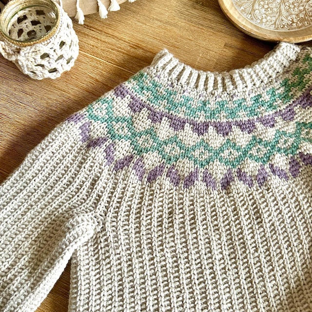 A customer's finished Arizona Sweater Dress Crochet Pattern