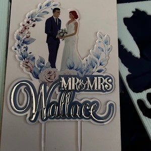 Colorfull Wedding Cake Topper With Personalized Bride and Groom ...