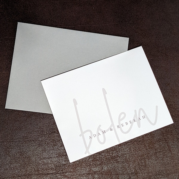Personalized Stationery • Couples Script FORMAL • Folded Note Cards ...