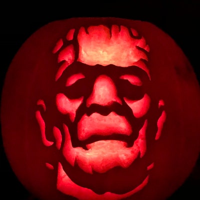 PUMPKIN CARVING STENCIL Frankenstein Monster Horror Template Halloween ...