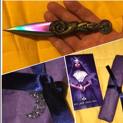 Mini Wiccan Athame Woodland Crystal Blade Wicca Ritual Knife Ritual ...