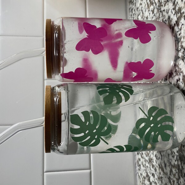 Monstera Leaves Libbey Glass Can Wrap - Boho SVG - Digital Download SVG ...