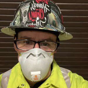 Pyramex Full Brim Hard Hat - Custom Hydro Dipped Skulls & Roses, OSHA Approved, Ratchet Suspension