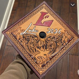 GRAD CAP (custom Carved Leather Mortarboard Cover) - Etsy