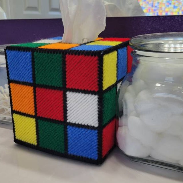 Rubik's Cube Plastic Canvas Tissue Box, as seen on TBBT The Big Bang Theory