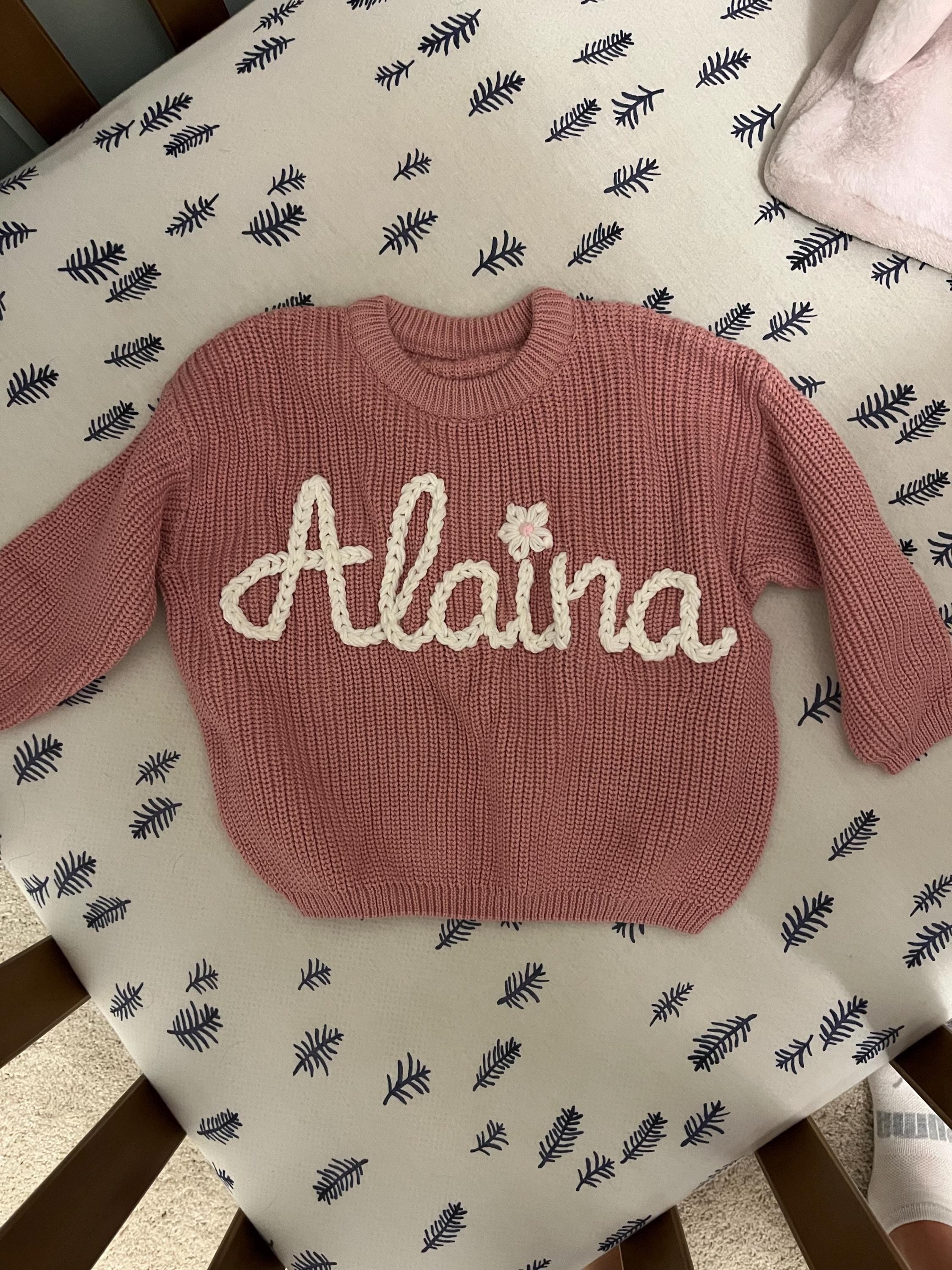 Custom Name Baby Sweater,Personalized Hand Embroidered Baby Sweater,Cute Baby Girls Sweater With Name,Baby Shower Gift,Christmas Gift Baby