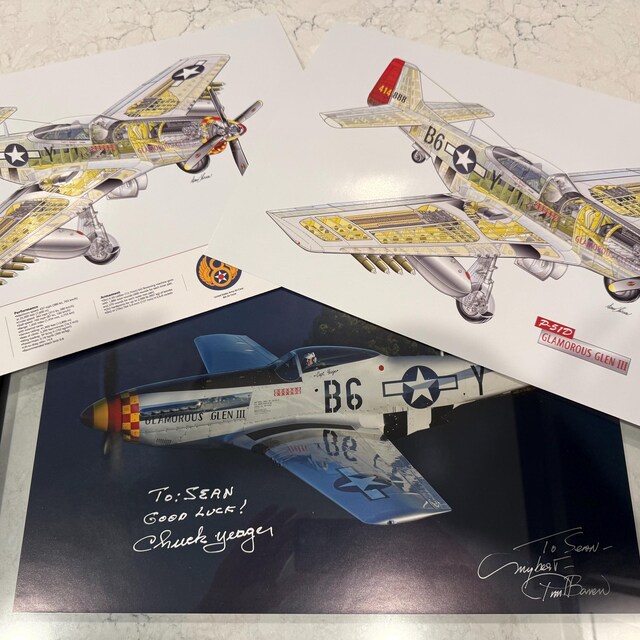 P-51 マスタング「グラマラス グレン」カットアウェイ ポスター アート