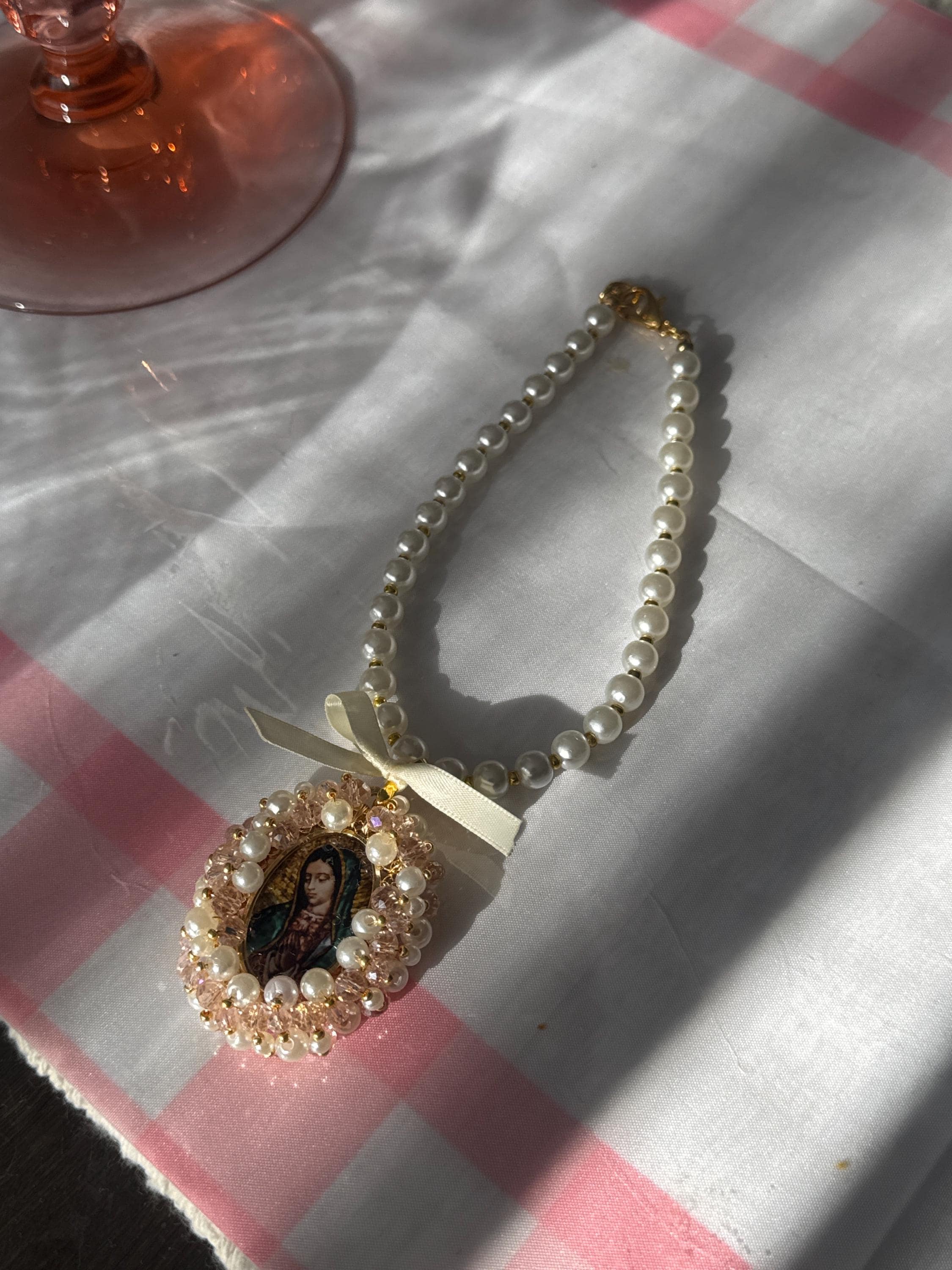 Virgin Mary Car Charm,Car Decoration, Car Accessories, Rear view Mirror,Car Blessings,Car Rosary,Baptism Gift,Religious Catholic,Car Charm