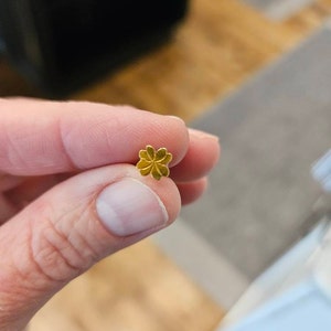 Customer photo, Tiny Four Leaf Clover Studs