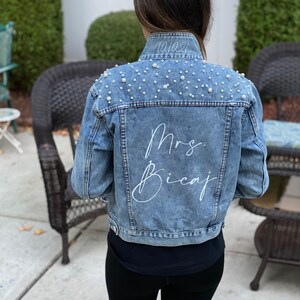 PERSONALIZED Statement Denim Bridal Jacket Custom Name Pearl Detailing ...