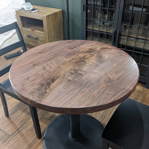 Black Walnut Round Bistro Bar Pub Style Kitchen Table Custom Handmade ...
