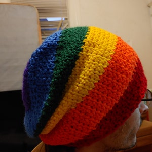 Rainbow Hat Slouchy Stocking Cap Crocheted Handmade Crocheted - Etsy