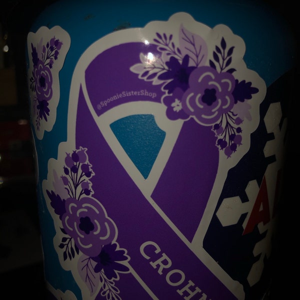 Crohn’s Disease Sticker, Crohn’s Awareness Stickers, Floral Purple ...