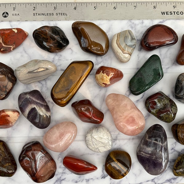 Tumbled Stones Bulk - Large Size Polished Crystal Gemstones - Assorted ...