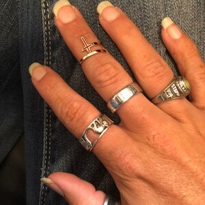 Celebrity Style Cross Ring - Double Wrap Upright Cross Ring