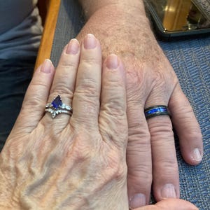 Orion Nebula Ring Set, His and Hers Wedding Band, Sapphire and