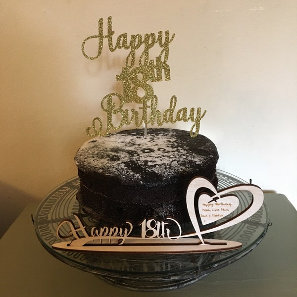Personalised Wooden Heart - Freestanding Sweet 16 Birthday Gift With Custom Message