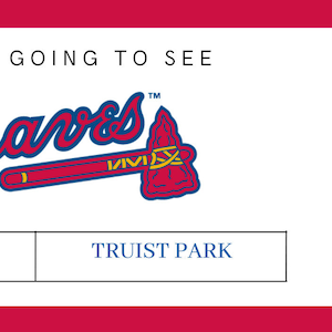 Atlanta Braves Ticket Gift Template Baseball Ticket Ticket Template  Keepsake Printable Ticket Surprise Ticket Braves Ticket 