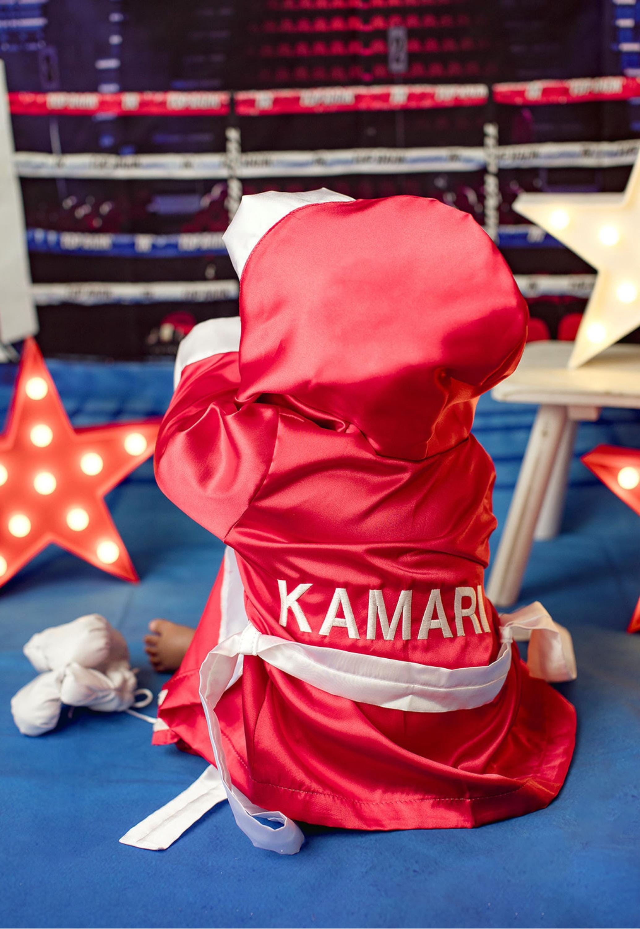 Personalized Boxing Set Robe, Shorts, Wearable Baby Gloves