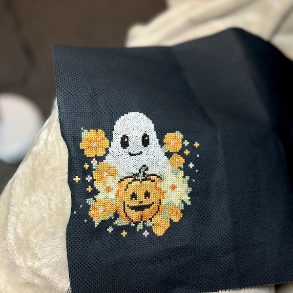 Flower Ghost Cross Stitch Pattern PDF - Cute Funny Easy Small Halloween ...