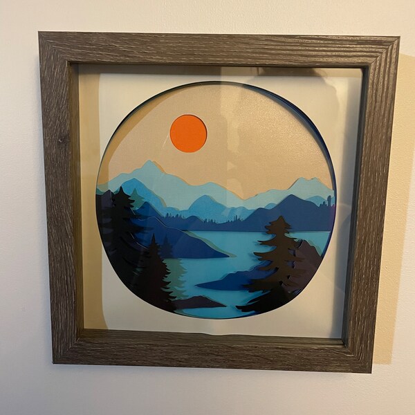 3D Landscape Layered Paper Cut SVG, Mountains, Lake and Trees, Cut File ...