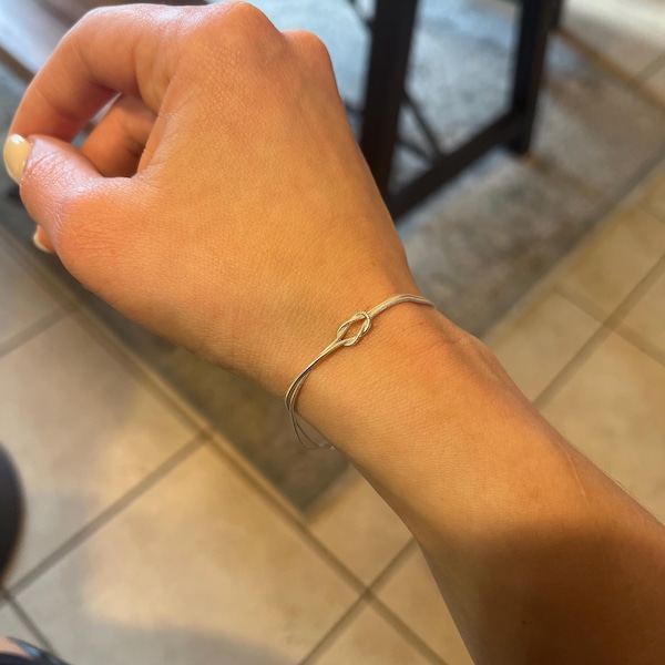 Presleigh Love Knot Cuff Bracelet in Silver