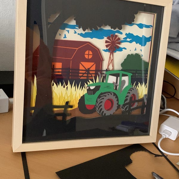 Tractor Shadow Box 3D FARM Shadow Box Svg, TRACTOR Svg, Farm House Paper Cut, Cricut File ...
