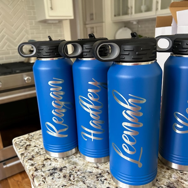 Engraved Water Bottles With Straw, Personalized Insulated Water Bottle ...