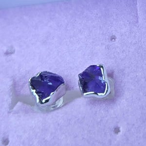Customer photo from Amanda, Mini Raw Amethyst Stud Earrings, February Birthstone