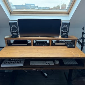 Studio Desk Modern Rustic Design Riser Shelf 19 Rack Storage Space ...