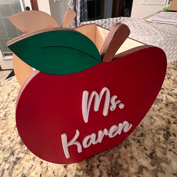 Teacher Wooden Apple- Teacher Appreciation Gift- Apple Pencil Holder ...