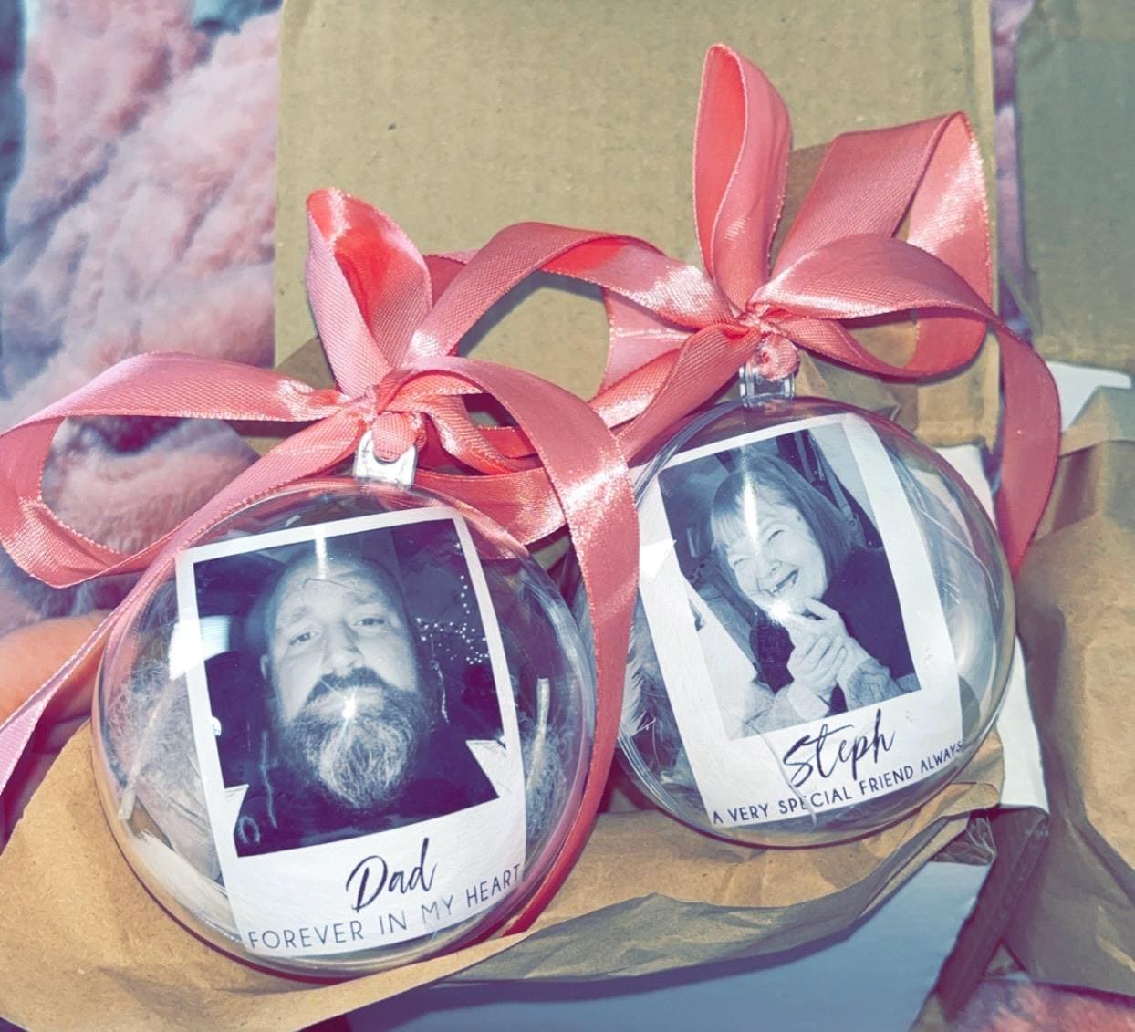 Personalised Photo Memorial Memory Christmas Feather Bauble - Special Memory Bauble - Photo Bauble - Decoration Bauble