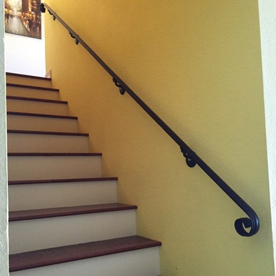 12 Ft Wrought Iron Hand Rail Wall Rail Stair Step Railing Wall Mount