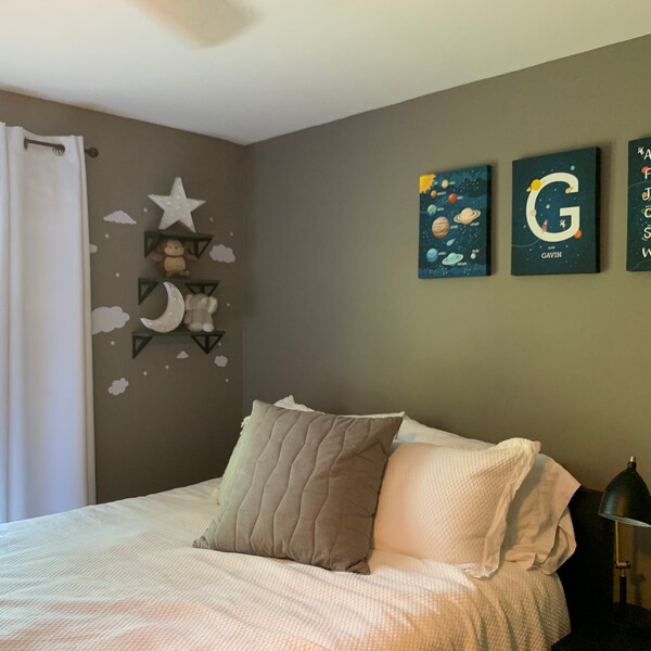 Space Wall Art Set of 3 Prints, Space Themed Nursery, Custom Baby Name ...